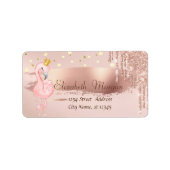 Confetti, Roos Gold druppels Flamingo Crown Etiket (Voorkant)