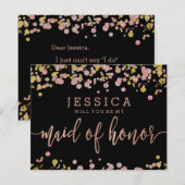 Confetti Roos Gold, je wordt mijn bruidsmeisje Kaart (Voorkant / Achterkant)