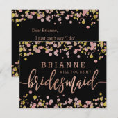 Confetti Roos Gold wil je mijn bruidsmeisje zijn Kaart (Voorkant / Achterkant)