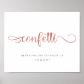 Confetti roos goudelegant trouwbord poster (Voorkant)