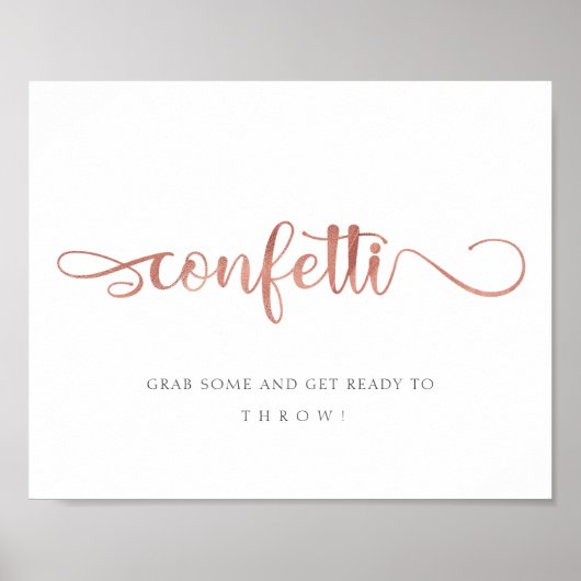 Confetti roos goudelegant trouwbord poster (Voorkant)