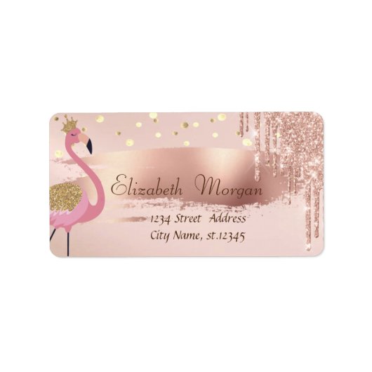 Confetti, Roos gouden druppels penseel met ontvlam Etiket (Voorkant)