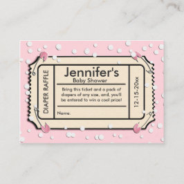 Confetti Roze Baby shower Luier Raffle Ticket Informatiekaartje