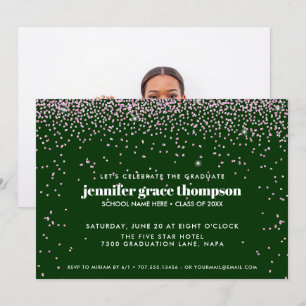 Confetti Roze en Groene Fotogradatie Partij Kaart