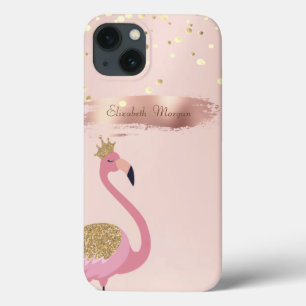 Confetti, Roze Gouden Kwaststreek Roze Flamingo's Case-Mate iPhone Case