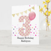 Confetti Roze Stippen 3e Verjaardag Kaart (Gele Bloem)