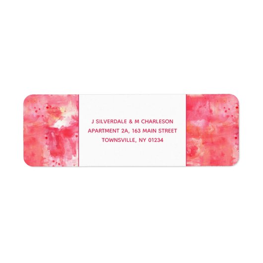 Confetti Roze Waterverf Abstract het Adres van de  Etiket (Voorkant)