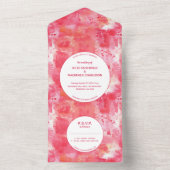Confetti roze Waterverf Abstracte Moderne bruiloft All In One Uitnodiging (Binnen)