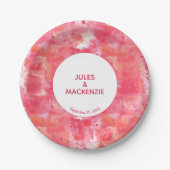 Confetti roze Waterverf Abstracte Moderne bruiloft Papieren Bordje (Voorkant)