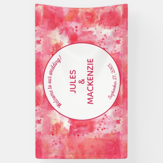 Confetti Roze Waterverf Abstracte Moderne Spandoek (Verticaal)