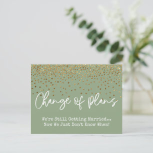 Confetti Sage Change of Plan Postponed Wedding Briefkaart