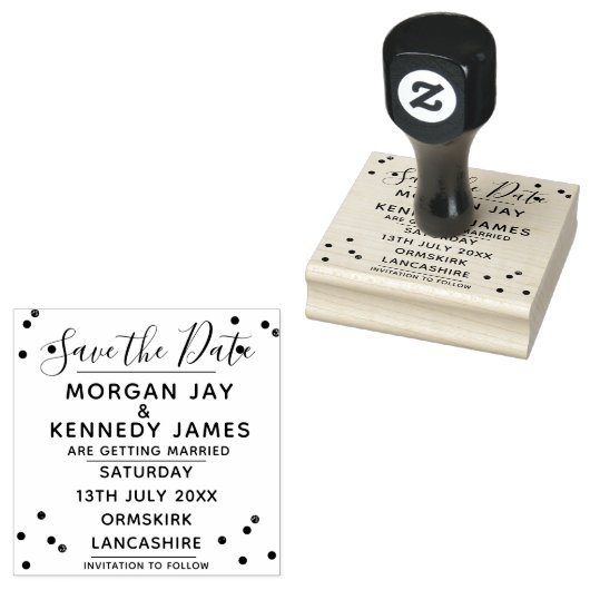 Confetti Save the Date DIY Weddenschap Rubber Stam Rubberstempel (Gestempeld)