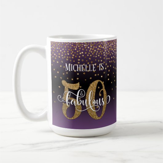 Confetti & Script 50 & Fabulous, Roze Zwart Ombre Koffiemok (Links)