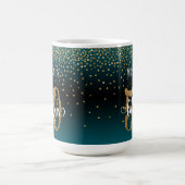 Confetti & Script 50 & Fabulous, Teal Zwart Ombre Koffiemok (Center)