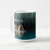 Confetti & Script 50 & Fabulous, Teal Zwart Ombre Koffiemok (Voorkant links)