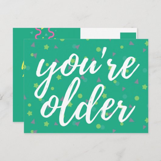 Confetti Script Birthday Briefkaart (Voorkant / Achterkant)