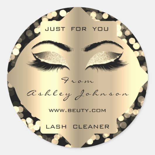 Confetti Sepia Glitter Gold Lash Cleaner Make-up Ronde Sticker (Voorkant)