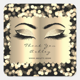 Confetti Sepia Glitter Gold Lash Eyes Vierkante Sticker