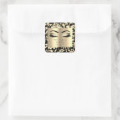 Confetti Sepia Glitter Gold Lash Eyes Vierkante Sticker (Tas)