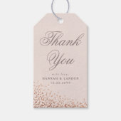 Confetti Shimmer Roos Gold Wedding Cadeaulabel (Voorkant)
