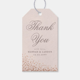 Confetti Shimmer Roos Gold Wedding Cadeaulabel