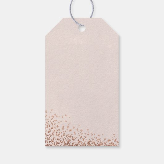 Confetti Shimmer Roos Gold Wedding Cadeaulabel (Achterkant)