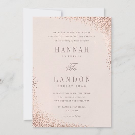 Confetti shine faux folie bruiloft uitnodiging (Voorkant)