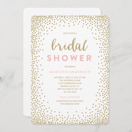 Confetti Shower | Bridal Shower-uitnodiging Kaart (Voorkant / Achterkant)