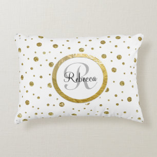 Confetti Silver/Gold Monogram Accent Kussen