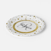 Confetti Silver/Gold Monogram Papieren Bordje (Gekanteld)
