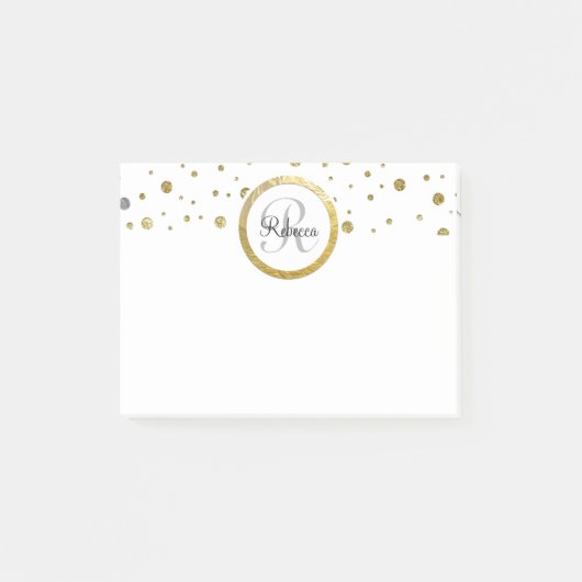 Confetti Silver/Gold Monogram Post-it® Notes (Voorkant)