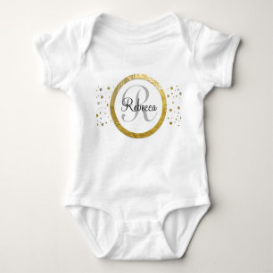 Confetti Silver/Gold Monogram Romper