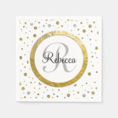 Confetti Silver/Gold Monogram Servet (Voorkant)