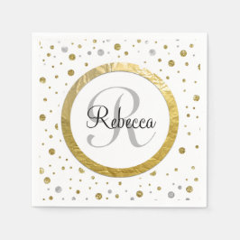 Confetti Silver/Gold Monogram Servet