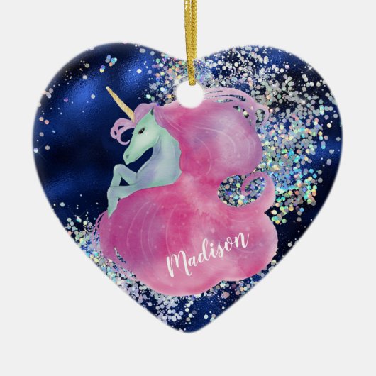 Confetti Sky Pink Unicorn kleindochter Keramisch Ornament (Voorkant)