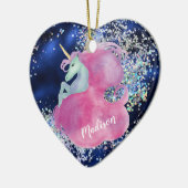 Confetti Sky Pink Unicorn kleindochter Keramisch Ornament (Links)