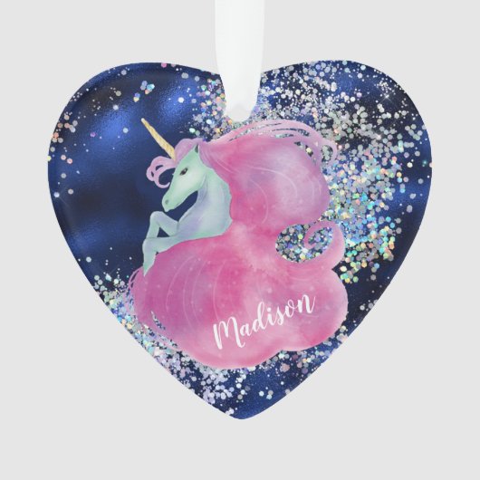 Confetti Sky Pink Unicorn kleindochter Ornament (voorkant)