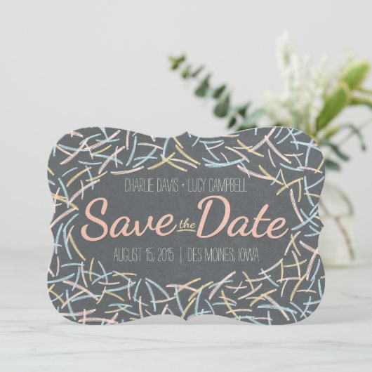 Confetti Sla de datumkaart op Save The Date (Staand voorkant)