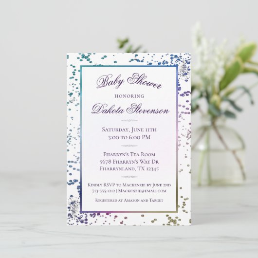 Confetti Sparkle | Kleurrijke Diamond Dust Douche Kaart (Staand voorkant)