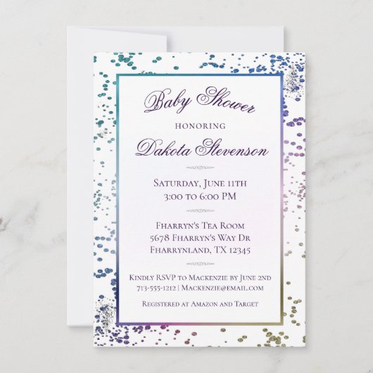 Confetti Sparkle | Kleurrijke Diamond Dust Douche Kaart (Voorkant)