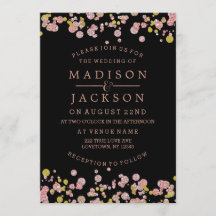 Confetti Sparkle Roos Gold bruiloft uitnodigingen