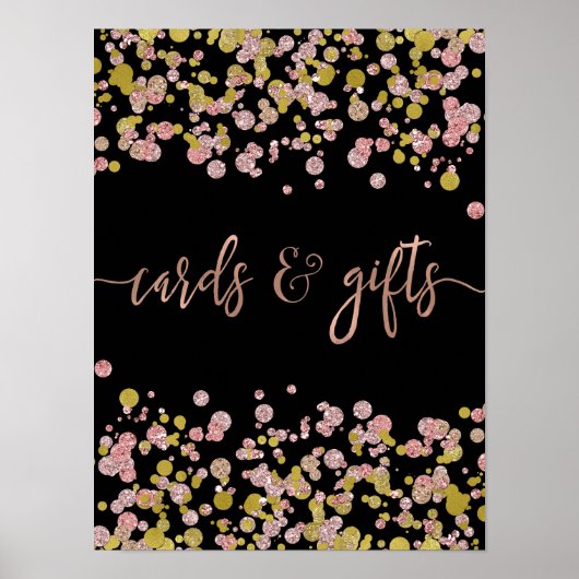 Confetti Sparkle Roos Gold Wedding Cards & Gifts Poster (Voorkant)