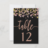 Confetti Sparkle Roos Gold Wedding Table Numbers Kaart (Voorkant)