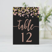 Confetti Sparkle Roos Gold Wedding Table Numbers Kaart (Staand voorkant)