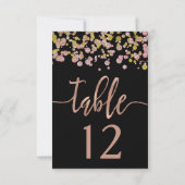 Confetti Sparkle Roos Gold Wedding Table Numbers Kaart (Achterkant)