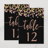 Confetti Sparkle Roos Gold Wedding Table Numbers Kaart (Voorkant / Achterkant)