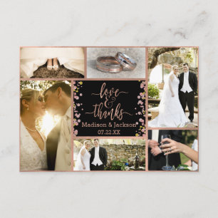 Confetti Sparkle Roos Gouden Bruiloft Dank u Foto Bedankkaart