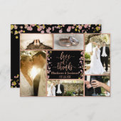 Confetti Sparkle Roos Gouden Bruiloft Dank u Foto Bedankkaart (Voorkant / Achterkant)