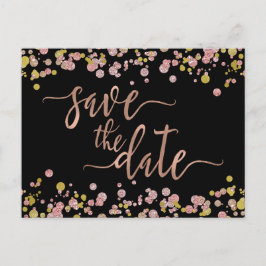 Confetti Sparkle Roos Gouden Bruiloft Save the Dat Aankondigingskaart