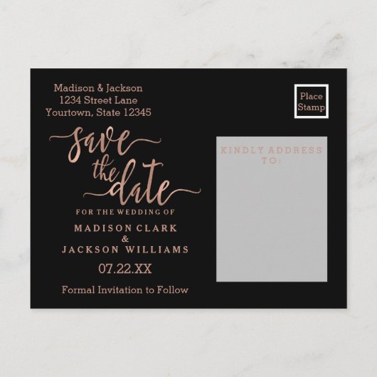 Confetti Sparkle Roos Gouden Bruiloft Save the Dat Aankondigingskaart (Achterkant)